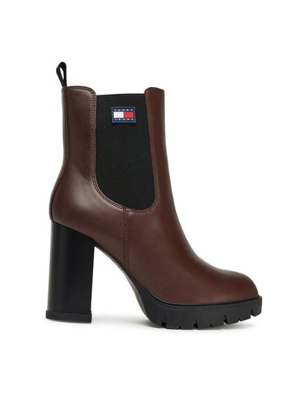 Tommy Jeans Botki Tjw EN0EN02831 Brązowy. Brązowe botki Tommy Jeans, bez wzorów, z jeansu, bez obcasa, na słupku, bez zapięcia. Za 439,99 zł.