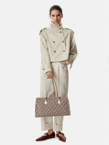 Tommy Hilfiger Torebka Th Grace Satchel Jacquard AW0AW18754 Brązowy. Brązowe torebki klasyczne TOMMY HILFIGER, bez wzorów, z materiału, bez dodatków. Za 641,99 zł.