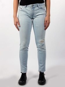 Diesel Clothes Dżinsy "Gracey" - Slim fit - w kolorze błękitnym rozmiar: W30. Niebieskie jeansy Diesel Clothes, z aplikacjami. Za 149,31 zł.