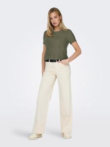 ONLY Koszulka "Sunny" w kolorze khaki rozmiar: XL. Brązowe bluzki ONLY, xl, bez wzorów, bez kołnierzyka, bez ramiączek. Za 70,24 zł.