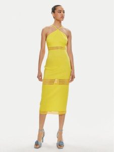 Patrizia Pepe Sukienka letnia 2A2729/A268-Y447 Żółty Slim Fit. Żółte sukienki Patrizia Pepe, na lato, bez wzorów, z syntetyku, bez kołnierzyka, bez ramiączek. Za 699,00 zł.