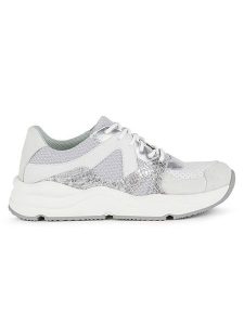 Geox Sneakersy "Topazio" w kolorze srebrno-szarym rozmiar: 37. Białe trampki Geox, bez wzorów, z gumy, bez zapięcia. Za 191,42 zł.