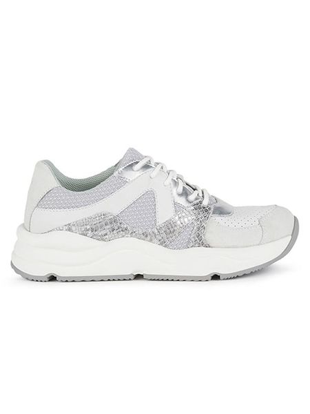 Geox Sneakersy "Topazio" w kolorze srebrno-szarym rozmiar: 37. Białe trampki Geox, bez wzorów, z gumy, bez zapięcia. Za 191,42 zł.