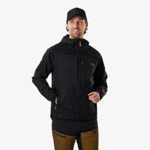 Kurtka Outdoor Wędrówki Mężczyzna Nordkap Wiatroszczelny. Czarne t-shirty SWEDEMOUNT, m, bez wzorów, z materiału, bez kołnierzyka, moda ciążowa, bez ramiączek. Za 409,99 zł.