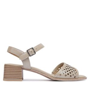 Sandały Caprice. Szare sandały Caprice, bez wzorów, bez obcasa, na słupku, bez zapięcia. Za 329,99 zł.