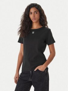 HUGO T-Shirt Deloris 50512002 Czarny Regular Fit. Czarne t-shirty Hugo, l, bez wzorów, z bawełny, bez kołnierzyka, bez ramiączek. Za 229,99 zł.