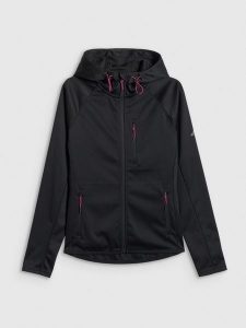 4F Kurtka softshell wiatroodporna membrana 5000 damska - czarna L. Czarne kurtki 4f, l, bez wzorów, ze skóry, bez kaptura. Za 249,99 zł.