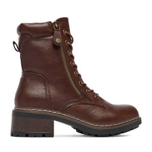 Trzewiki Clara Barson. Brązowe botki Clara Barson, bez wzorów, bez obcasa, na płaskiej podeszwie, bez zapięcia. Za 159,99 zł.