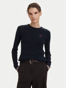 Beverly Hills Polo Club Sweter P-SS26W-M537390 Granatowy Regular Fit. Niebieskie swetry klasyczne Beverly Hills Polo Club, l, z bawełny, bez kołnierzyka. Za 269,99 zł.