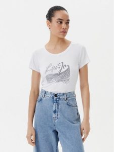 Liu Jo Beachwear T-Shirt VA5157 JS360 Biały Regular Fit. Białe t-shirty Liu Jo Beachwear, l, bez wzorów, z wiskozy, bez kołnierzyka, bez ramiączek. Za 189,99 zł.