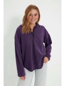 Trendyol Bluza w kolorze fioletowym rozmiar: M. Różowe bluzy Trendyol, m, bez wzorów, z kapturem. Za 65,99 zł.