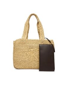 Calvin Klein Torebka Bold Ck Raffia Medium Tote LV04F3447G Brązowy. Brązowe torebki klasyczne Calvin Klein, bez wzorów, z syntetyku, bez dodatków. Za 569,99 zł.