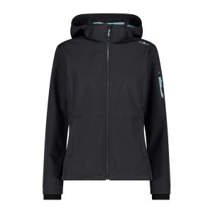 Kurtka damska turystyczna CMP 39A5006. Czarne kurtki CMP, l, bez wzorów, z softshellu, bez kaptura. Za 384,65 zł.