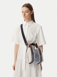 Tommy Hilfiger Torebka Th City Mini Satchel Jacquard AW0AW18732 Niebieski. Niebieskie torebki klasyczne TOMMY HILFIGER, bez wzorów, z materiału, bez dodatków. Za 649,99 zł.
