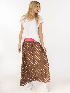 Zwillingsherz Spódnica "Dots Allover" w kolorze jasnobrązowym rozmiar: S/M. Brązowe spódnice Zwillingsherz, na co dzień, m, bez wzorów, z wiskozy, maxi. Za 104,99 zł.