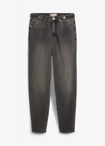 Jeansy mom, high waist, cropped. Niebieskie jeansy bonprix, bez wzorów, z bawełny, z podwyższonym stanem, krótkie. Za 142,99 zł.