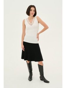 CULTURE Top w kolorze kremowym rozmiar: M/L. Brązowe topy Culture, l, bez wzorów, z koronki, bez kołnierzyka, bez ramiączek. Za 56,99 zł.