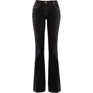 Dżinsy ze stretchem BOOTCUT, High Waist. Niebieskie jeansy bonprix, bez wzorów, z jeansu, z podwyższonym stanem. Za 97,99 zł.