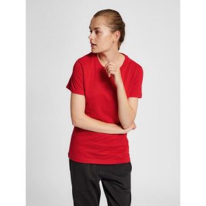 Koszulka damska Hummel Red Basic. Brązowe bluzki Hummel, xs, bez wzorów, z bawełny, sportowe, bez kołnierzyka, bez ramiączek. Za 101,00 zł.