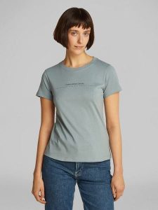 CALVIN KLEIN JEANS Koszulka w kolorze niebieskoszarym rozmiar: XS. Niebieskie bluzki Calvin Klein Jeans, xs, bez wzorów, z bawełny, bez kołnierzyka, bez ramiączek. Za 83,42 zł.