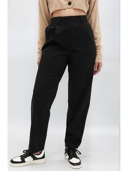 Monki Spodnie w kolorze czarnym rozmiar: 36. Czarne spodnie z wysokim stanem Monki, bez wzorów, z bawełny, z podwyższonym stanem. Za 48,05 zł.