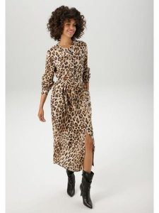 Aniston Sukienka w kolorze beżowo-jasnobrązowym rozmiar: 36. Brązowe sukienki Aniston, bez wzorów, z tkaniny, bez kołnierzyka, bez ramiączek, maxi. Za 95,99 zł.