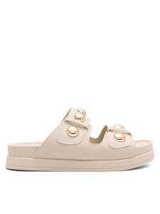 DeeZee Klapki WS6099-01 Beżowy. Brązowe klapki DeeZee, bez wzorów, z syntetyku, bez obcasa. Za 119,99 zł.