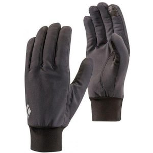 Rękawiczki turystyczne unisex Black Diamond Lightweight Softshell. Szare rękawiczki Black Diamond, bez wzorów, z softshellu. Za 89,99 zł.
