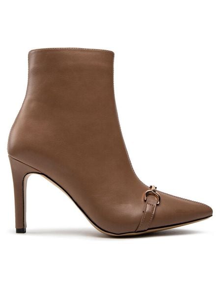 DeeZee Botki ZALMM220171 Brązowy. Brązowe botki DeeZee, bez wzorów, ze skóry, bez obcasa, na szpilce, bez zapięcia. Za 119,99 zł.