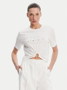 Liu Jo T-Shirt WA5139 JS923 Biały Regular Fit. Białe t-shirty Liu Jo, xl, bez wzorów, z bawełny, bez kołnierzyka, bez ramiączek. Za 179,99 zł.