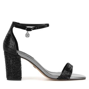 Sandały Nine West. Czarne sandały Nine West, bez wzorów, bez obcasa, na słupku, bez zapięcia. Za 174,99 zł.