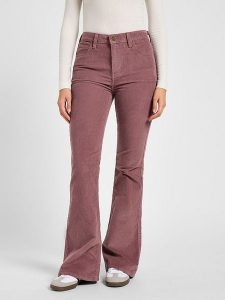 Lee Spodnie sztruksowe "Breese" w kolorze jagodowym rozmiar: W31/L31. Czerwone spodnie z wysokim stanem Lee, z aplikacjami, ze sztruksu, z podwyższonym stanem. Za 166,10 zł.