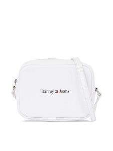 Tommy Jeans Torebka Camera bag AW0AW15029 Biały. Białe listonoszki Tommy Jeans, bez wzorów, z jeansu, bez dodatków. Za 249,99 zł.