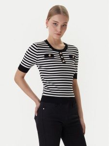Morgan Sweter 261-MATTEA Czarny Slim Fit. Czarne swetry klasyczne Morgan, s, z wiskozy, bez kołnierzyka. Za 209,99 zł.