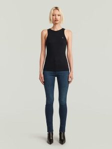 G-Star Top w kolorze czarnym rozmiar: L. Czarne topy G-Star, l, bez wzorów, retro, bez kołnierzyka, bez ramiączek. Za 106,38 zł.