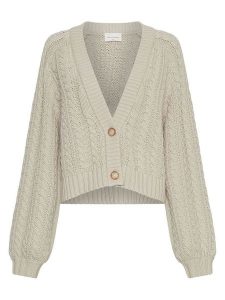 MOSS COPENHAGEN Kardigan "Keisha" w kolorze kremowym rozmiar: M/L. Brązowe kardigany Moss Copenhagen, ze splotem. Za 279,78 zł.