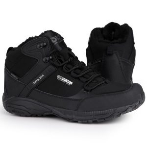 Buty damskie zimowe wysokie ocieplane DK PRREDATOR. Czarne buty sportowe DK, na zimę, bez wzorów, bez zapięcia. Za 199,00 zł.