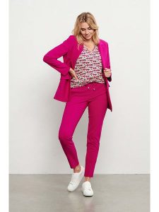 &Co Woman Spodnie "Berry" w kolorze różowym rozmiar: XL. Różowe spodnie z wysokim stanem &Co Woman, bez wzorów, z materiału, z podwyższonym stanem. Za 164,95 zł.