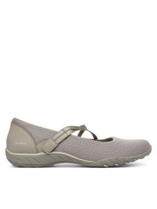 Skechers Baleriny 100771/TPE Beżowy. Brązowe balerinki Skechers, bez wzorów, z materiału, bez obcasa, bez zapięcia. Za 299,99 zł.