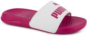 Damskie klapki sportowe na basen plażę PUMA POPCAT 20. Białe klapki Puma, bez wzorów, z materiału, bez obcasa. Za 69,00 zł.