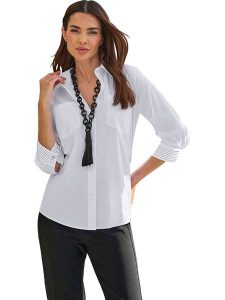 Heine Bluzka w kolorze białym rozmiar: 46. Białe bluzki Heine, bez wzorów, bez kołnierzyka, bez ramiączek. Za 78,99 zł.