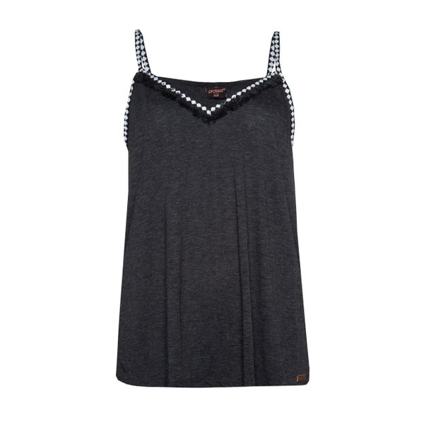 Damski tank top Protest Flawless 20 Spaghetti. Czarne topy Protest, bez wzorów, eleganckie, bez kołnierzyka, bez ramiączek. Za 173,00 zł.