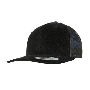 Retro Sztruksowa Czapka Z Daszkiem. Czarne czapki FLEXFIT, bez wzorów, ze sztruksu, retro. Za 67,99 zł.