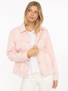 Zwillingsherz Kurtka dżinsowa w kolorze jasnoróżowym rozmiar: S. Różowe kurtki Zwillingsherz, s, z aplikacjami, ze skóry, bez kaptura. Za 173,99 zł.