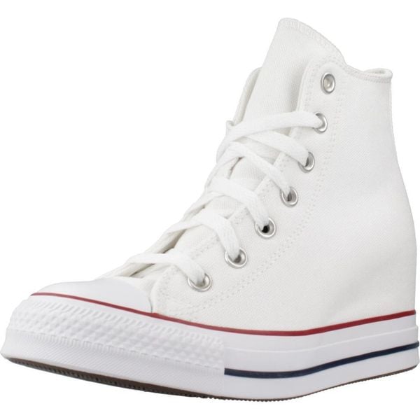Buty CONVERSE CHUCK TAYLOR ALL STAR WEDGE PLATFORM Biały. Białe buty sportowe Converse, bez wzorów, z tkaniny, bez zapięcia. Za 369,99 zł.