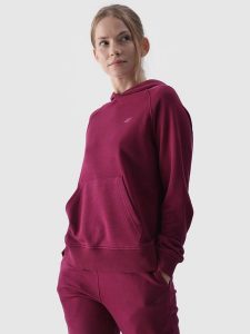 4F Bluza dresowa nierozpinana z kapturem damska - fioletowa M. Fioletowe bluzy 4f, m, bez wzorów, z bawełny, z kapturem. W wyprzedaży za 99,99 zł.
