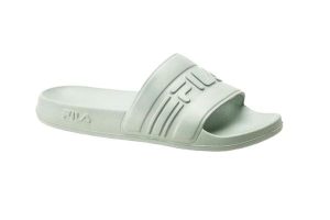 Klapki basenowe damskie Fila Jetspeed. Zielone klapki Fila, bez wzorów, z materiału, bez obcasa. Za 62,49 zł.