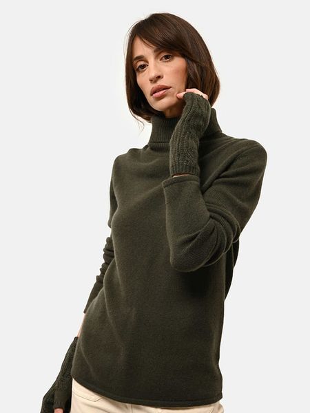 Just Cashmere Kaszmirowy sweter "June" w kolorze khaki rozmiar: L. Zielone golfy Just Cashmere, bez wzorów, z kaszmiru. Za 362,85 zł.
