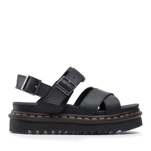 Sandały Dr. Martens. Czarne sandały Dr. Martens, bez wzorów, bez obcasa, na koturnie, bez zapięcia. Za 489,99 zł.