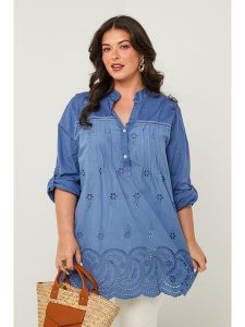 Curvy Lady Tunika w kolorze niebieskim rozmiar: 48/50. Niebieskie tuniki Curvy Lady, bez wzorów, klasyczne, bez kołnierzyka, bez ramiączek. Za 127,35 zł.
